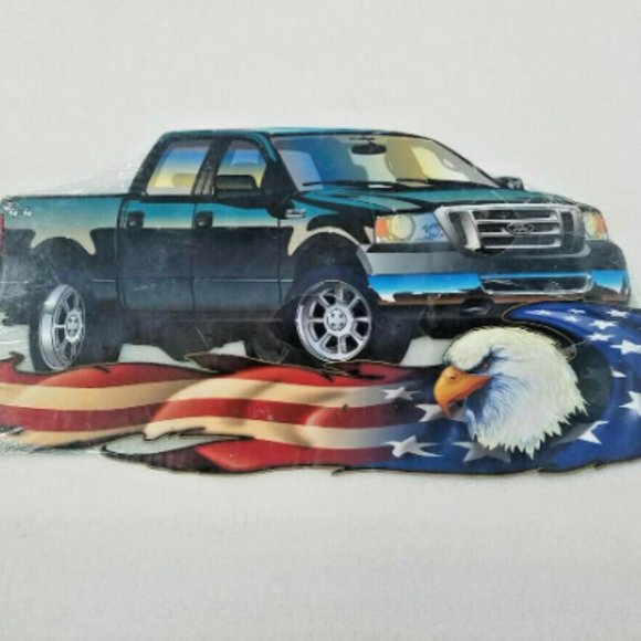 24" HUGE Ford F150 truck American Flag bald eagle USA STEEL Metal Sign 50s Truck - Picture 2 of 4